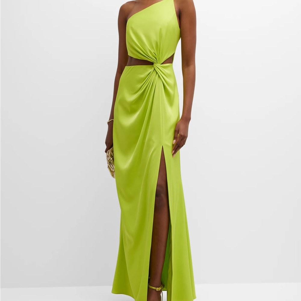 One Shoulder Cutout Twist Front Gown Formal Dress